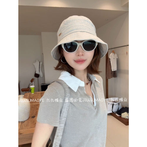 渔夫帽子女百搭显瘦遮阳显脸小气质帽网红盆帽潮帽简约褶皱松紧女
