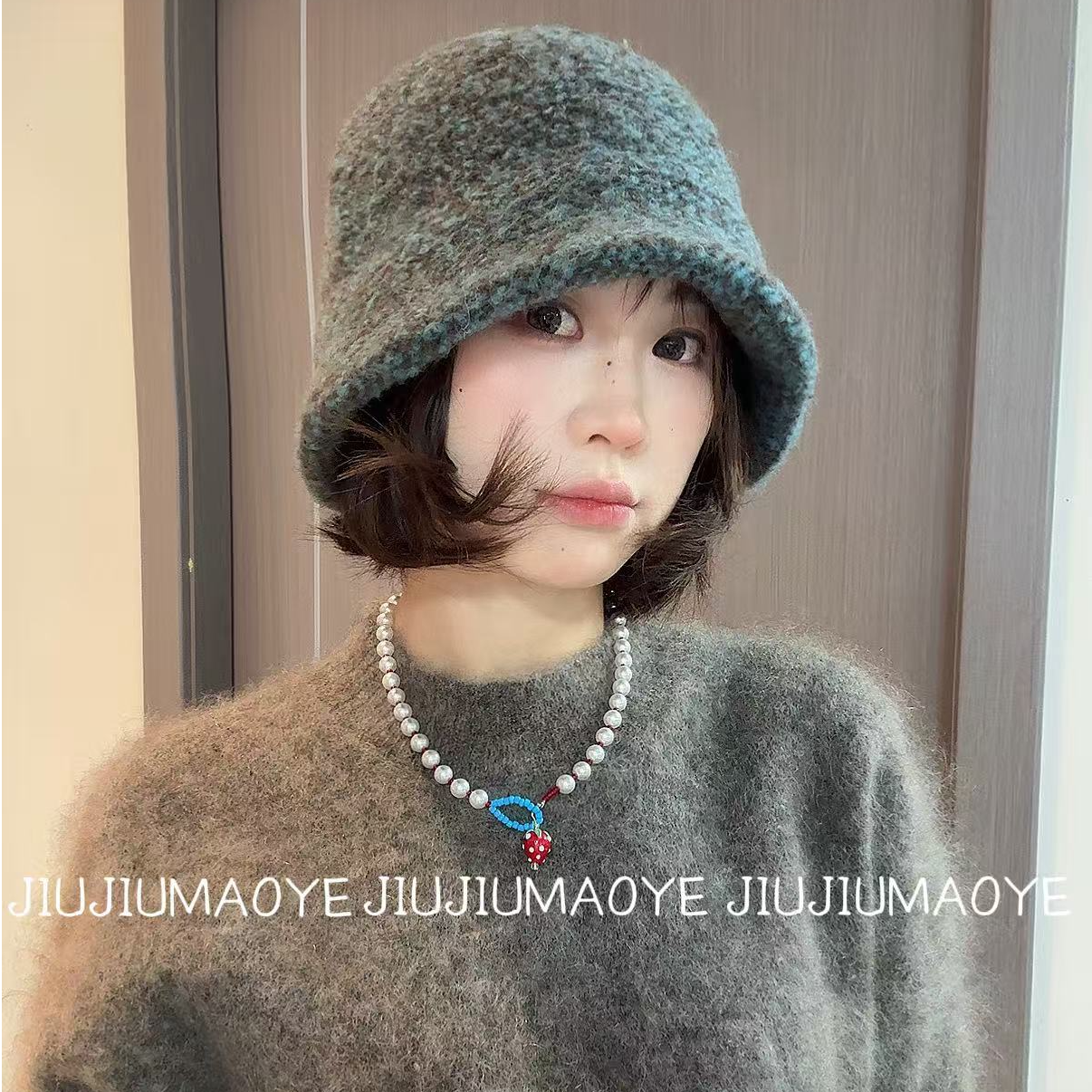 纯羊毛毛线渔夫帽子女保暖复古混色针织帽时尚气质显脸小包头帽