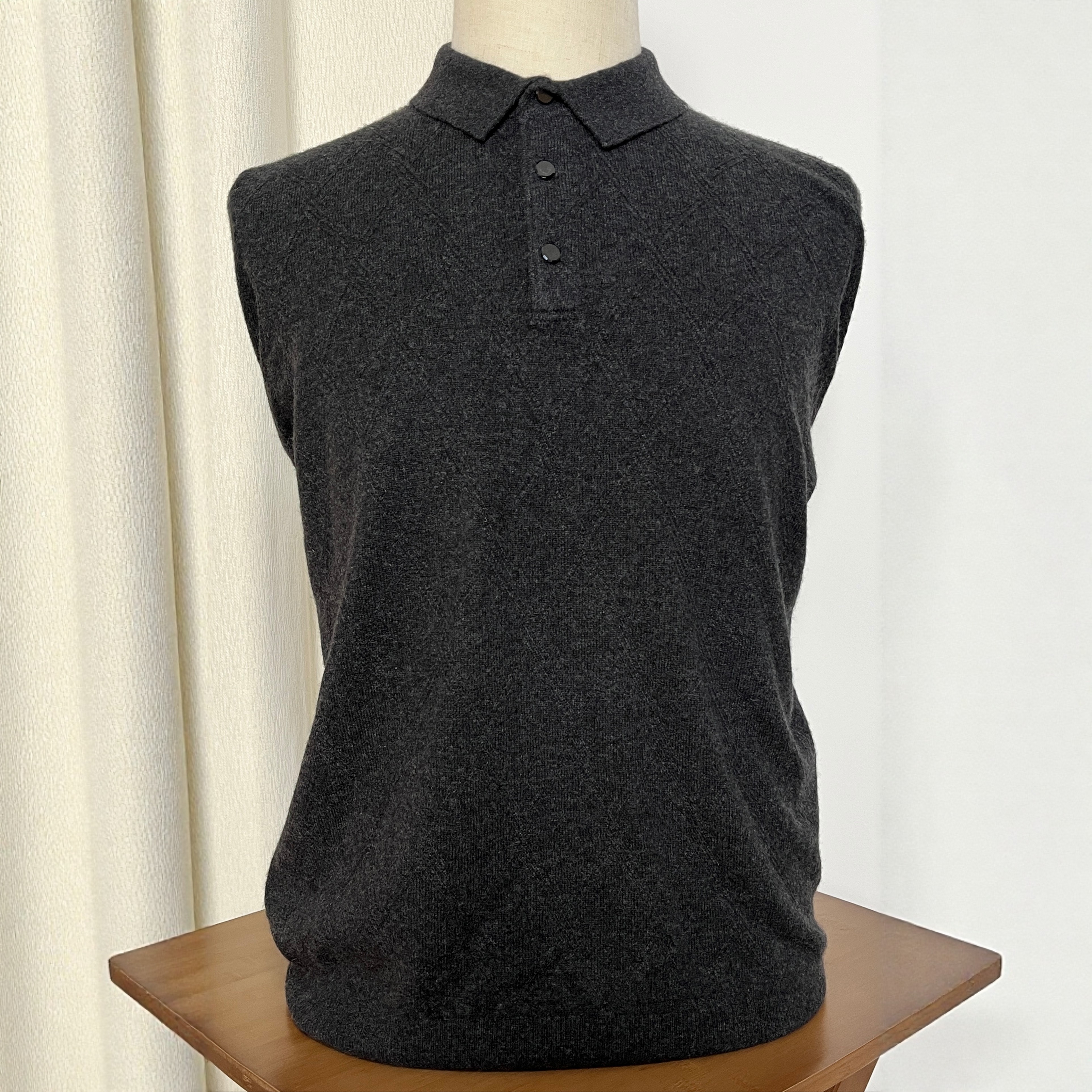 鹿王羊绒衫男 T恤领深灰色秋冬保暖套头针织百搭舒适正装中年毛衣