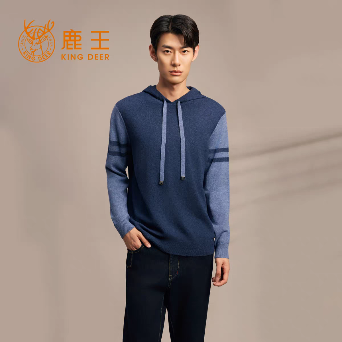 鹿王男士连帽纯山羊绒衫秋冬季百搭保暖休闲简约针织打底衫毛衣,男装,羊绒套衫,淘宝优惠券,粉丝福利购,淘宝优惠卷