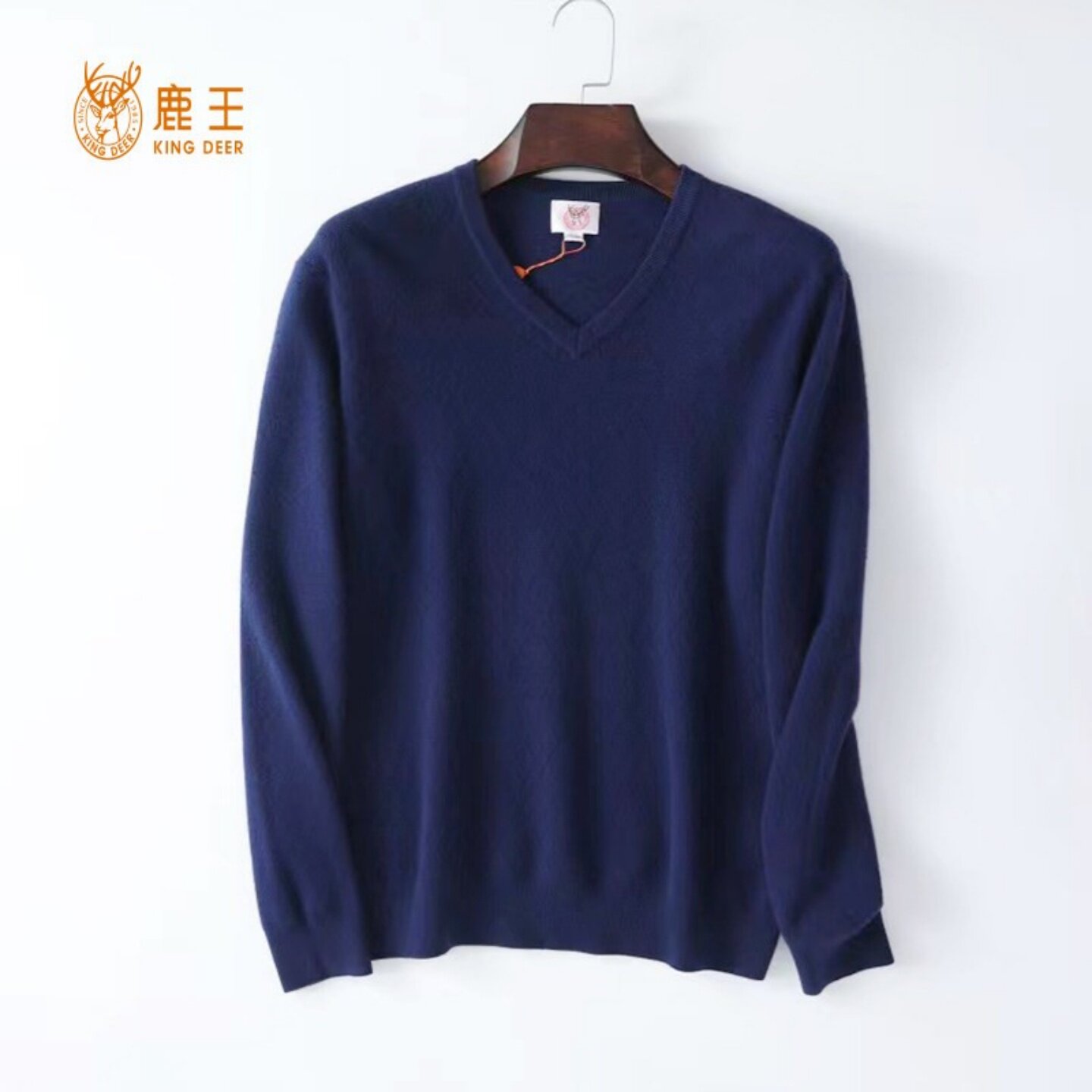 鹿王男士羊绒衫V领精纺商务正装