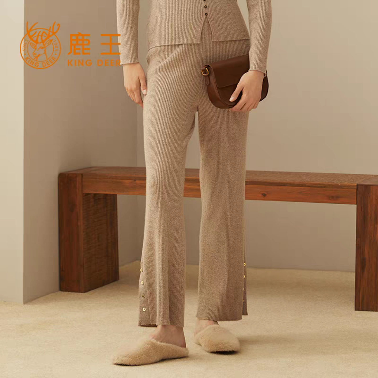 鹿王女士纯山羊绒裤秋冬季保暖
