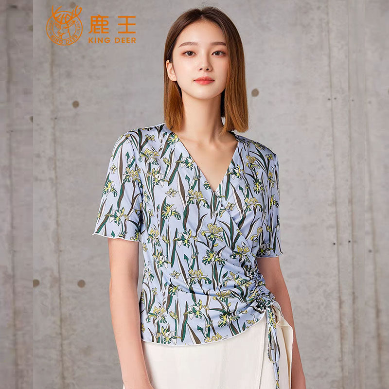鹿王桑蚕丝短袖夏季上衣