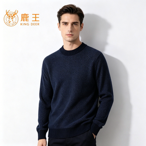 鹿王男士半高领加厚保暖羊绒衫