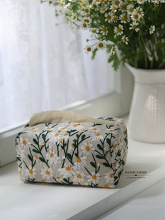 雏菊 抽纸袋套盒包 棉麻 布艺纸巾套 生活家居房间 刺绣 Echo手作