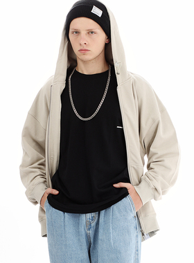 ABSURD LOGIC 荒诞逻辑 美式复古街头简约宽松舒适拉链连帽卫衣