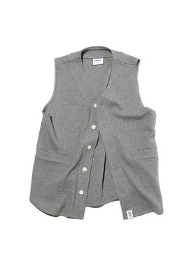 ABSURD LOGIC 荒诞逻辑 纯棉华夫格美式复古棒球v领休闲马甲