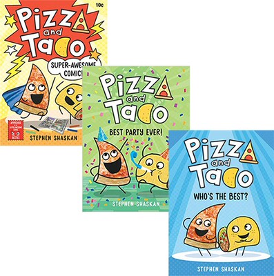 初阶漫画小说套装3册 Pizza and Taco 披萨饼与玉米片系列 儿童初级章节书 搞笑图画小说 英文原版进口图书 5-8岁 可单拍