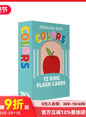 【预售】漫步色彩：12张环形闪卡 Strolling With Colors: 12 Ring Flash Cards 原版英文儿童语言/概念启蒙