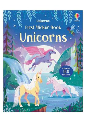 【预售】第Ⅰ本贴纸书：独角兽 First Sticker Book Unicorns 原版英文儿童趣味 善本图书