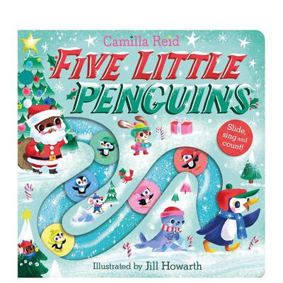 【预售】【滑轨歌谣计数书】五只小企鹅 【Slide and Count】Five Little Penguins 原版英文儿童趣味 善本图书