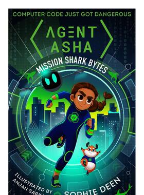 【预售】特工阿莎1：鲨鱼字节 Agent Asha 1: Shark Bytes 原版英文青少年读物 善本图书