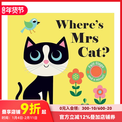【预售】【毛毡翻翻书】猫咪女士在哪呢？ 【Felt Flaps】Where's Mrs Cat? 原版英文儿童趣味 善本图书