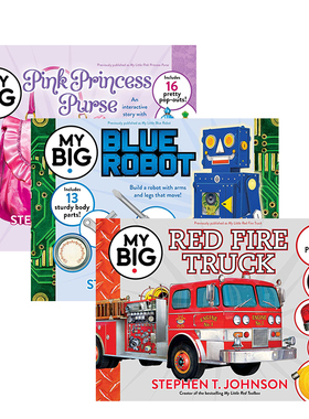 【预售】【My Big Books】系列3本套装 粉色公主包包 红色消防车 蓝色机器人 原版英文儿童趣味书籍创意启蒙礼物艺术玩具 善本图书