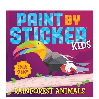 【预售】贴纸儿童画 雨林动物 Paint by Sticker Kids: Rainforest Animals 原版英文儿童趣味