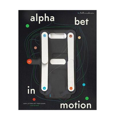 【现货】动态字母表：字形的诞生 Alphabet in Motion  原版英文字体图案标志设计 互动封面 17处立体机关 全程