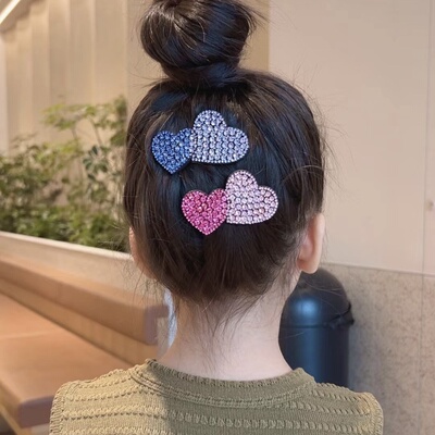 满钻爱心发夹女后脑勺碎发整理工具儿童侧边刘海夹bb夹发卡夹子