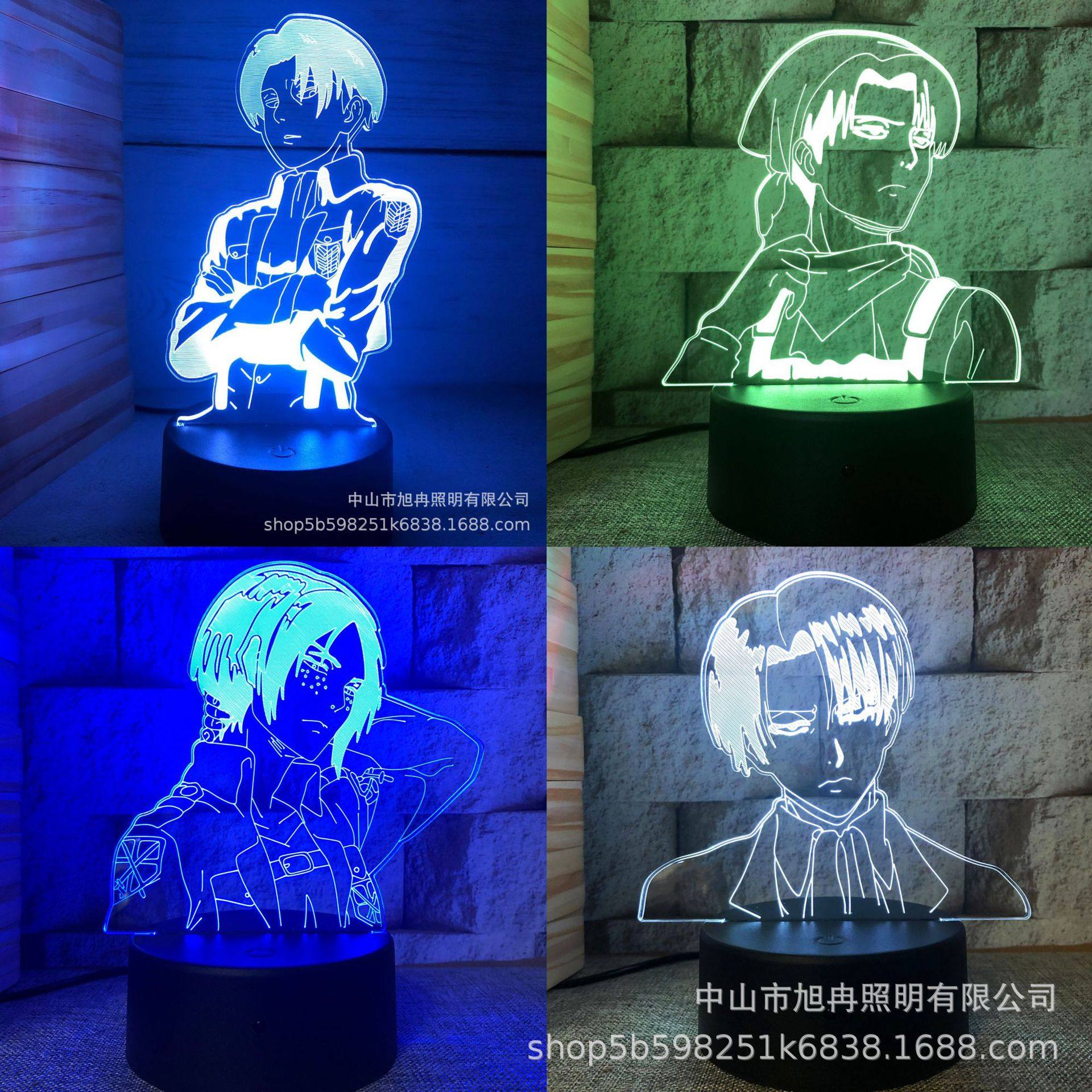 新款3d小夜灯进击的巨人创意七彩遥控渐变礼品灯ledusb台灯