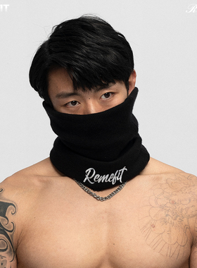 REMEFIT 秋冬三合一保暖夜光刺绣加绒内里针织男女毛线帽围脖面罩