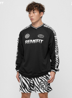 REMEFIT  丙午马年 斑马美式速干情侣运动足球撞色blokecore长袖