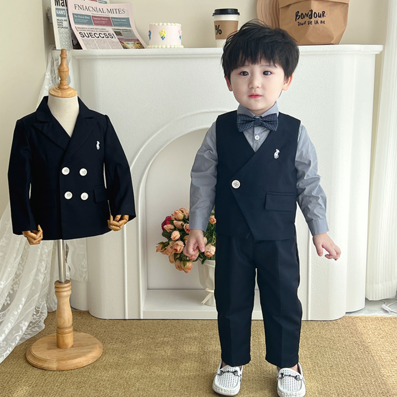男童西装套装中大童西服婚礼花童礼服宝宝生日正装走秀主持人英伦