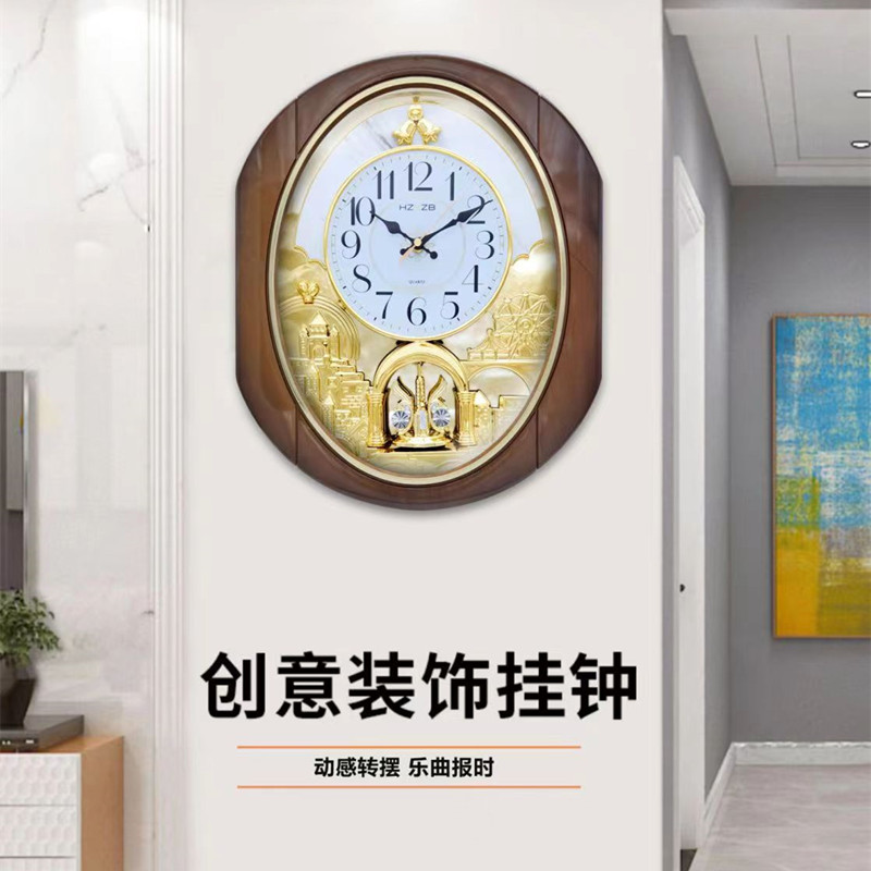 挂钟大号客厅音乐敲点报时寸简约时尚程控报时家用欧式动感时钟表