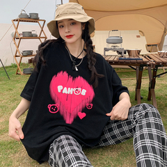 Real shot foam love letter short sleeve T-shirt