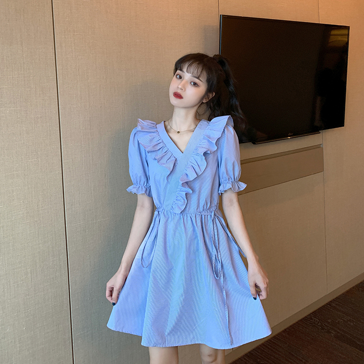 Real blue stripe dress