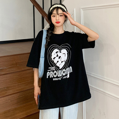 Short sleeve T-shirt with love pattern printed by foam technology