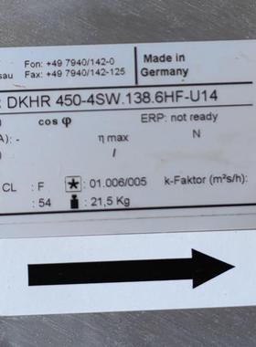 DKHR 450-4SW.138.6HF-U14:进口通风机，议价商品