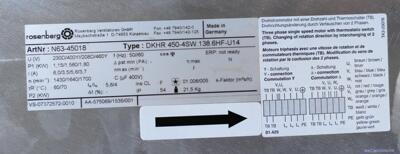 DKHR 450-4SW.138.6HF-U14:进口通风机，议价商品