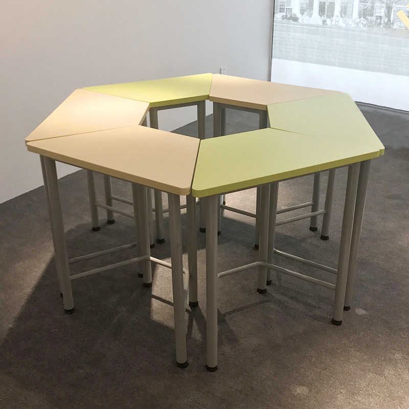 六边形梯形桌会议洽谈培训桌椅组合简约现代拼接桌教育机构课桌椅