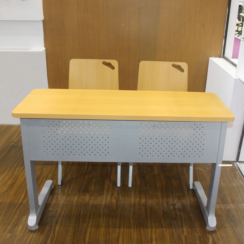 学校单人学生课桌椅厂家直销培训桌双人铝合金脚长方形辅导班桌子