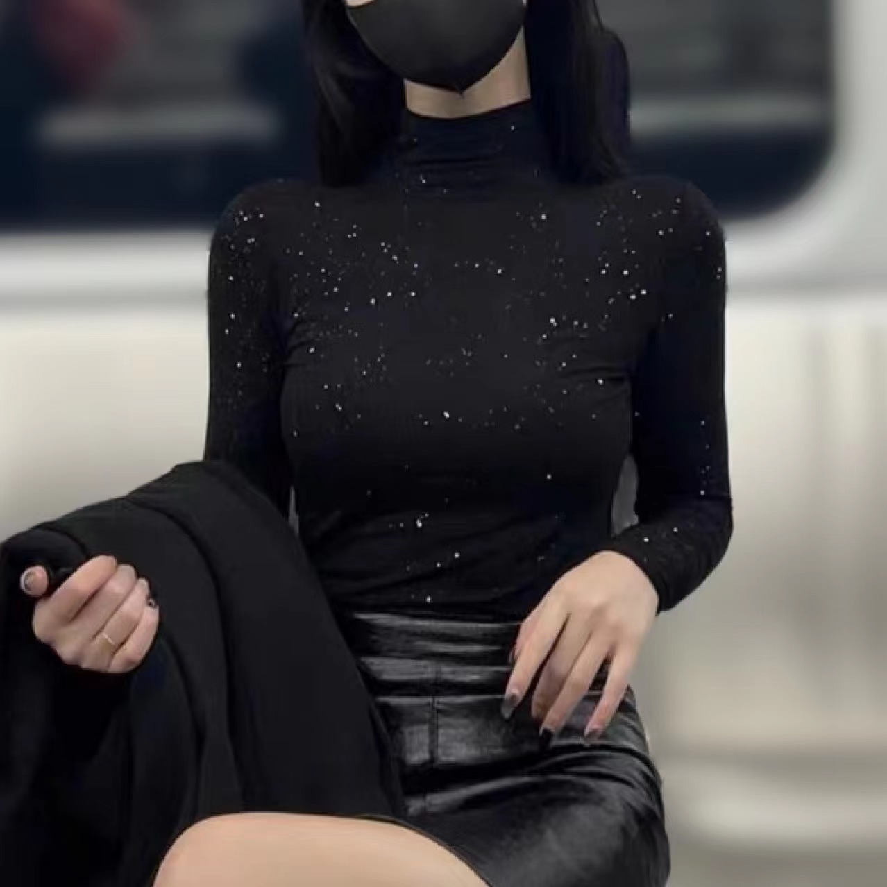 拍两件！星空亮片纯棉加绒加厚打底衫