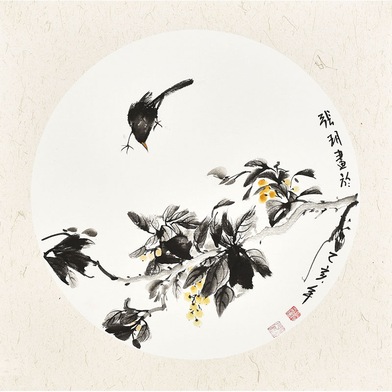 中美协会员张老师手绘小品花鸟画作品《晨趣》珍藏级精品字画卡纸