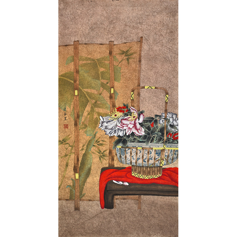 名家纯手绘仿古字画古意工笔花鸟画古色古香国画牡丹花开富贵图