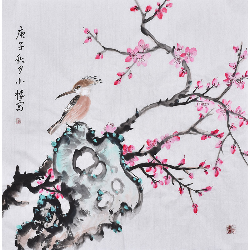 艺术家纯手绘国画花鸟画餐厅装饰画现代简约饭厅挂画客厅壁画