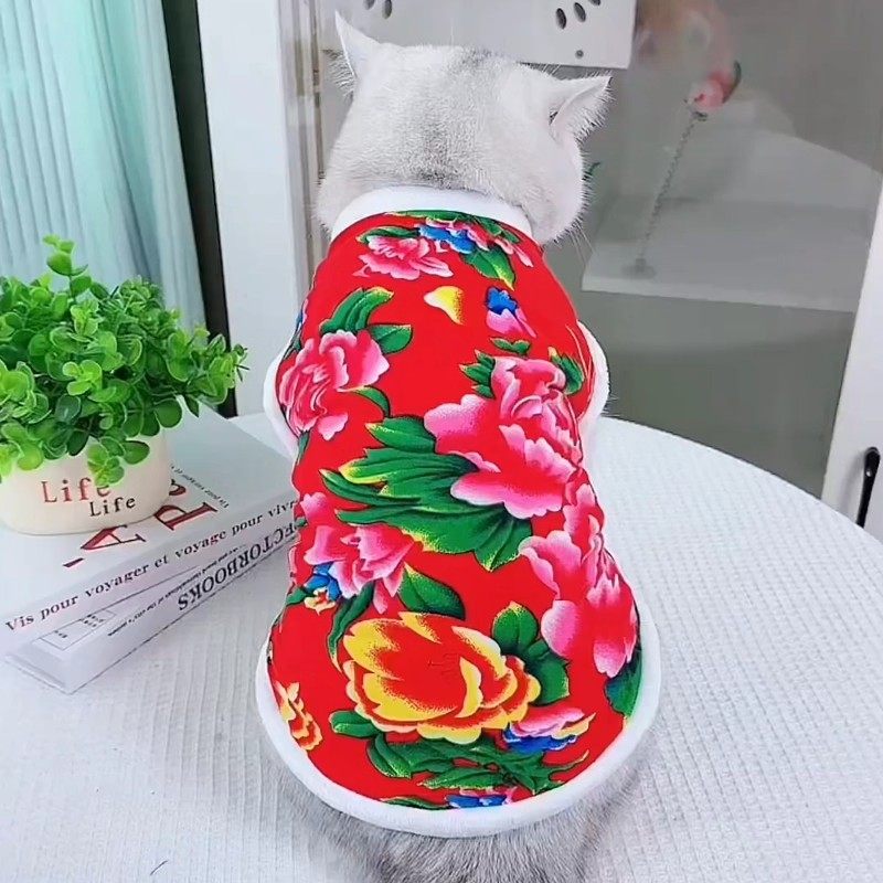 秋冬季猫咪新年喜庆衣服东北大花棉袄保暖马甲背心银渐层布偶小猫,宠物/宠物食品及用品,猫宠物服装/雨衣（新）,淘宝优惠券,粉丝福利购,淘宝优惠卷