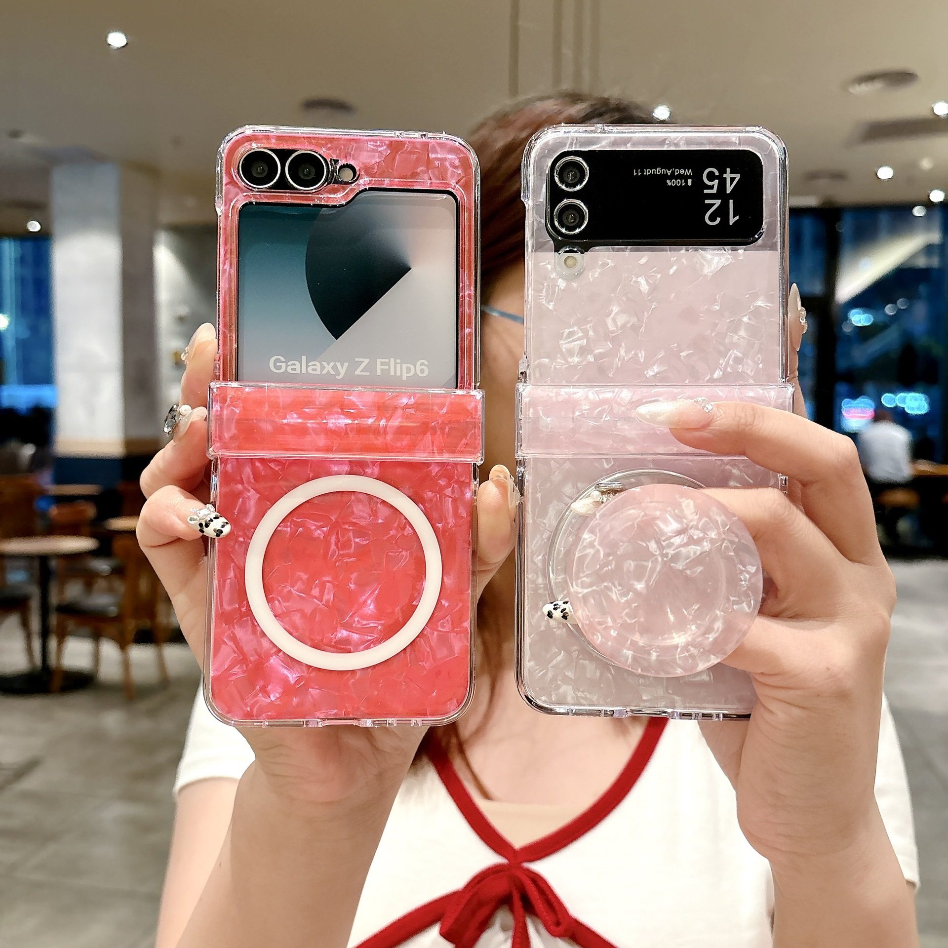 适用三星zflip6/5手机壳全包铰链防摔zflip4/3个性创意贝壳纹透明,个性定制/设计服务/DIY,手机壳/保护套定制,淘宝优惠券,粉丝福利购,淘宝优惠卷