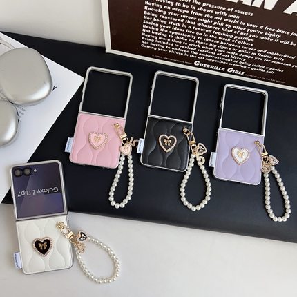 皮质爱心适用galaxyzflip7/6手机壳三星5代折叠保护套zfold手链