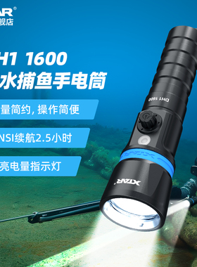 XTAR 爱克斯达 DH1-1600 潜水手电强光手电筒专业海底水下100米