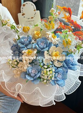 2025新款积木花束抱抱桶永生玫瑰花拼装摆件系列女孩  情人节礼物