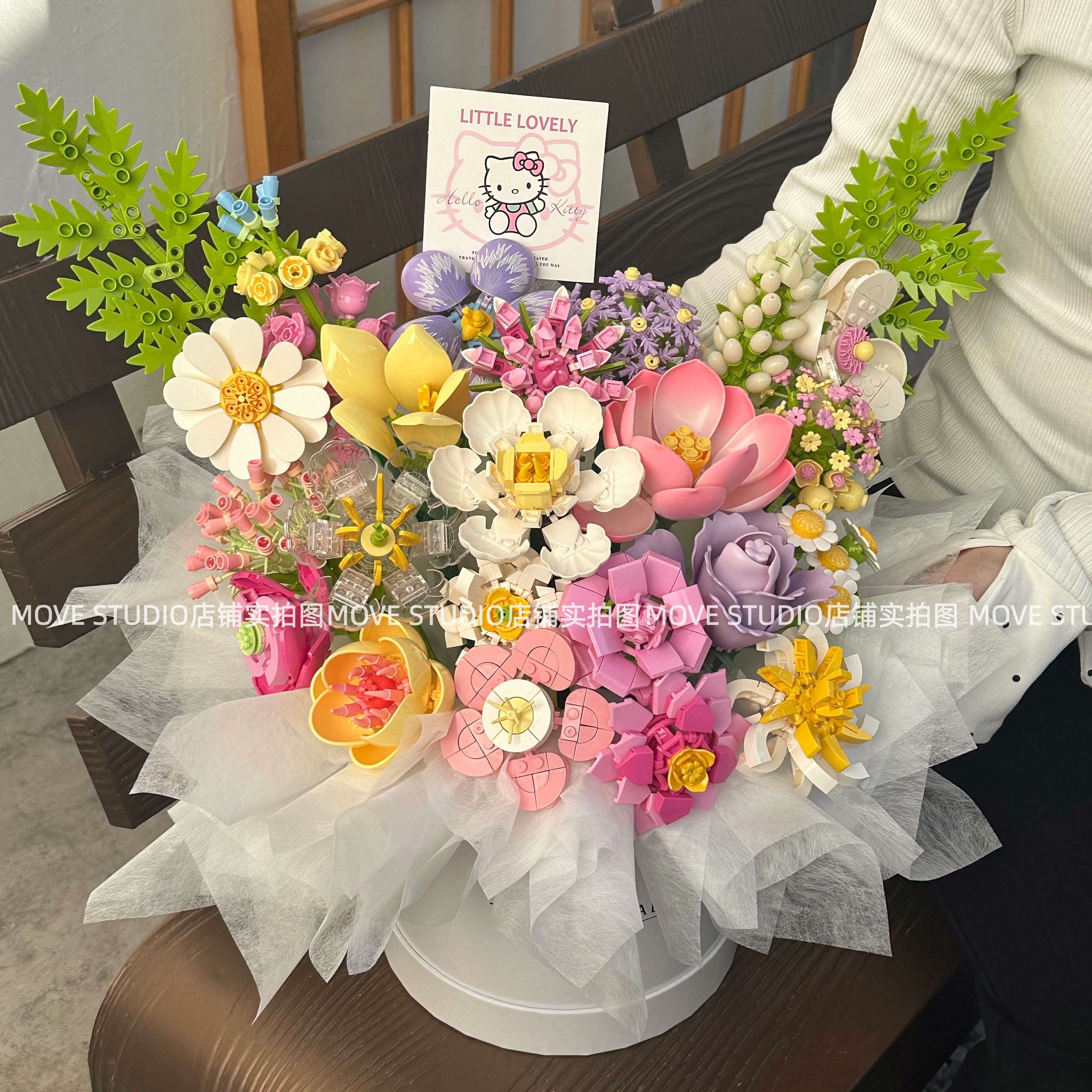 创意积木花束红书同款高颜值仙气高难度益智拼装玩DIY礼物女友