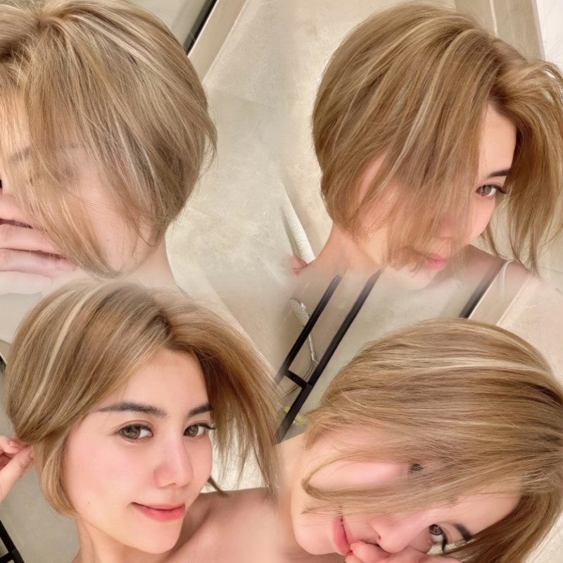 青木亚麻灰棕亚麻白金色染发膏植物染深灰亚麻色极浅亚麻色染发剂