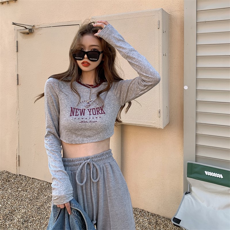 Real price ~ ~ western style age reducing color contrast short long sleeve T-shirt