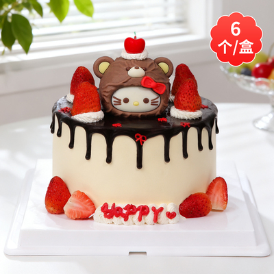 小熊KT猫头巧克力蛋糕装饰摆件