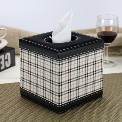 丽然创意皮革纸巾筒卷纸筒 简约客厅圆形餐巾抽纸盒纸巾盒木欧式