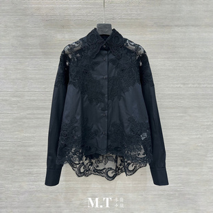 K19 浪漫主义前短后长蕾丝贴花奢华衬衫 米兰小镇南油高版 欧货法式