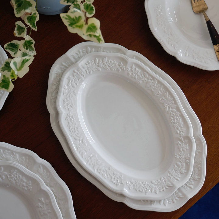 掌柜自留！法式中古花边浮雕陶瓷西餐盘早餐蛋糕甜品盘意面盘