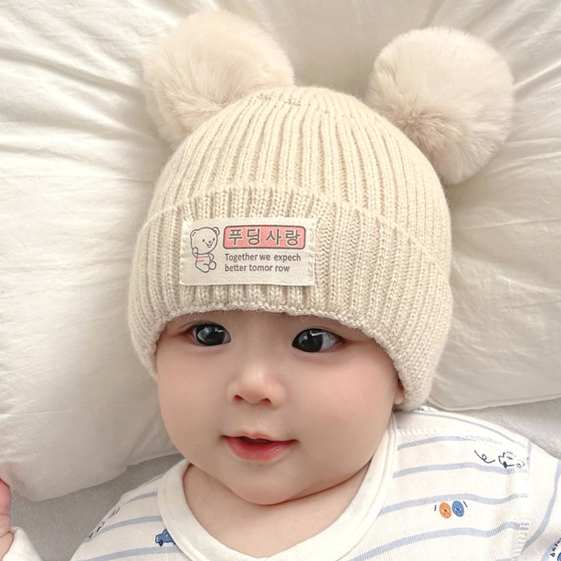 小孩帽子0到1岁婴儿帽子秋冬季男女韩宝宝毛线保暖护耳针织帽新生
